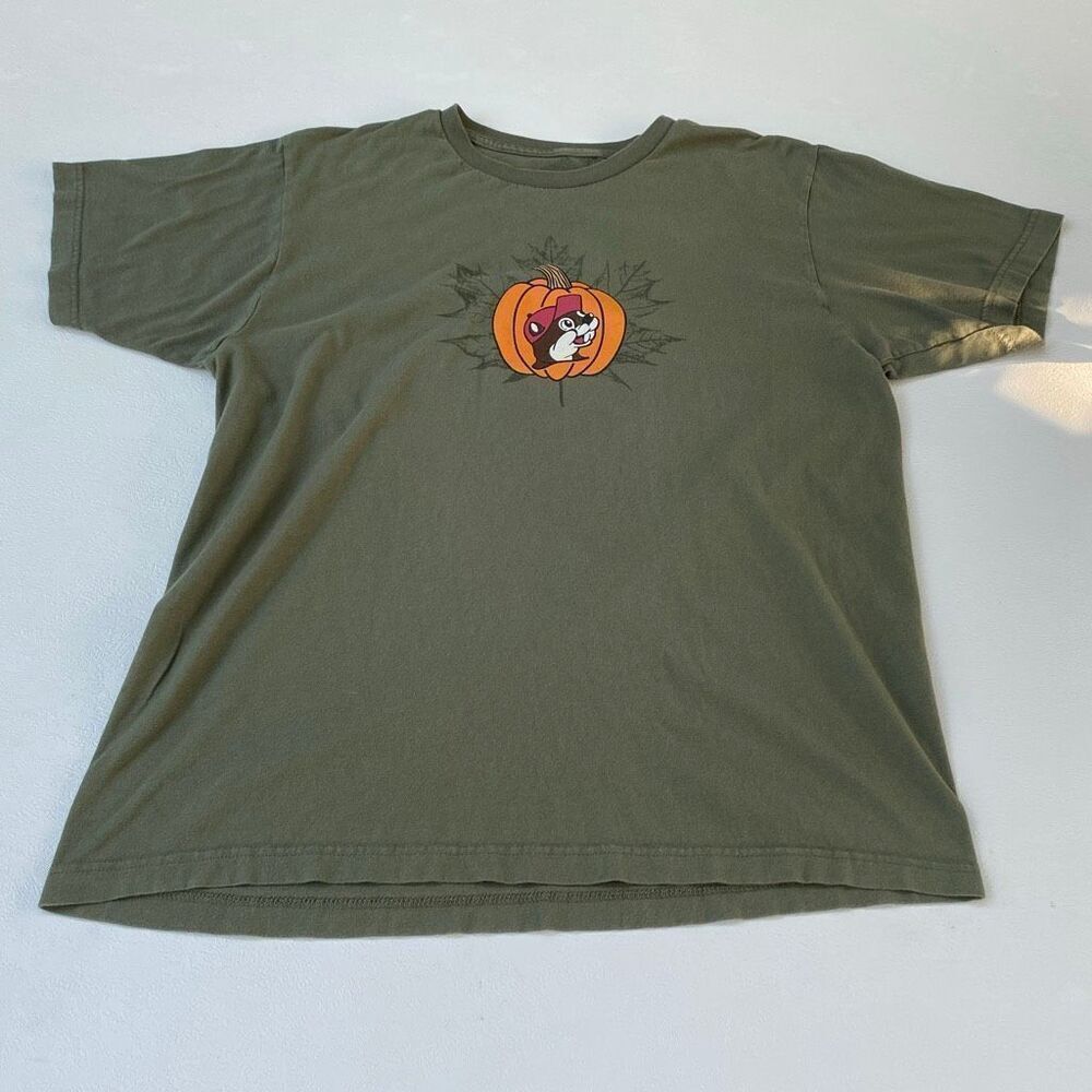 Buc-ee’s Fall Pumpkin Beaver T-Shirt Olive Green Size Large